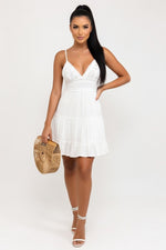 Lace Splice Cami Dress — White