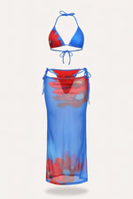 Floral Halter Bikini Set — Blue