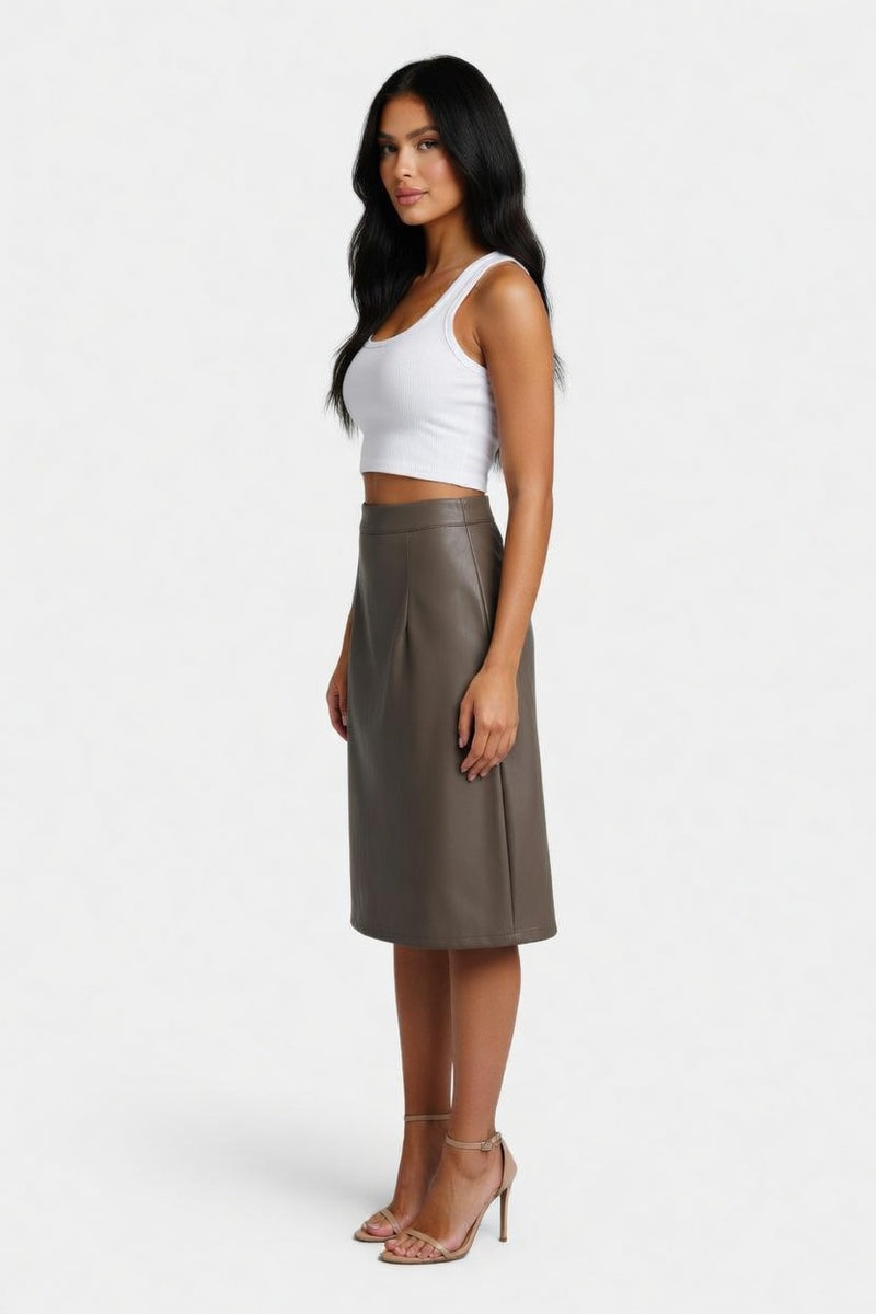 Leather-Look Mini Skirt — side view