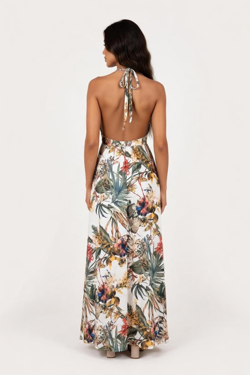 Open Back Print Dress — back view