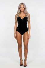 Gold Velvet Strapless Bodycon Dress — Black