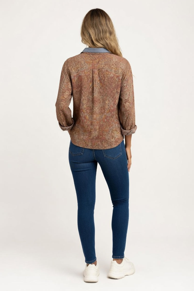 Printed Cotton-Blend Shirt — back view
