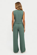 Linen V-Neck Vest & Trouser Co-ord — back view
