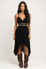 Lace Strappy Dress — Black