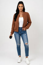 Plaid Zipper Jacket — Brown