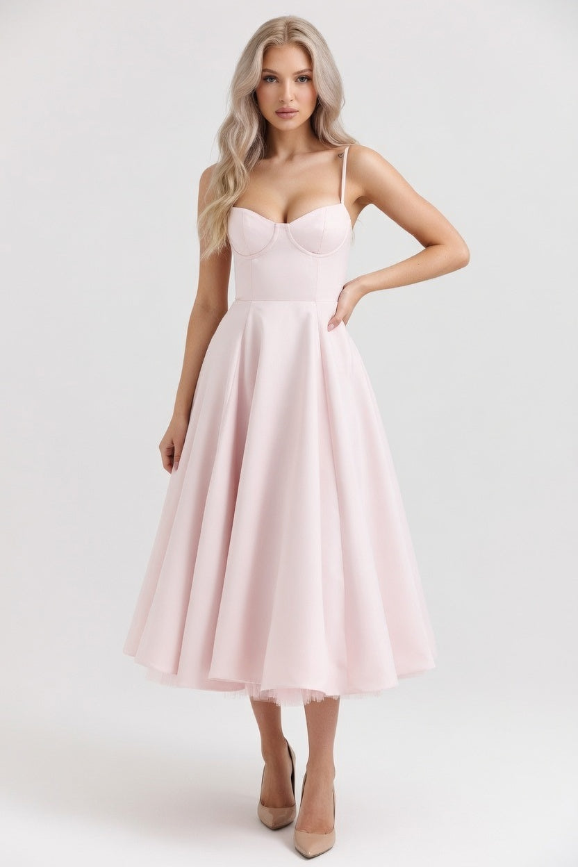 Mesh Double Layer Halter Dress — Pink