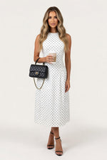 Polka Dot A-Line Midi Dress — front view