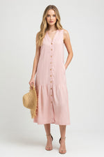 Cotton Halter Maxi Dress — Pink