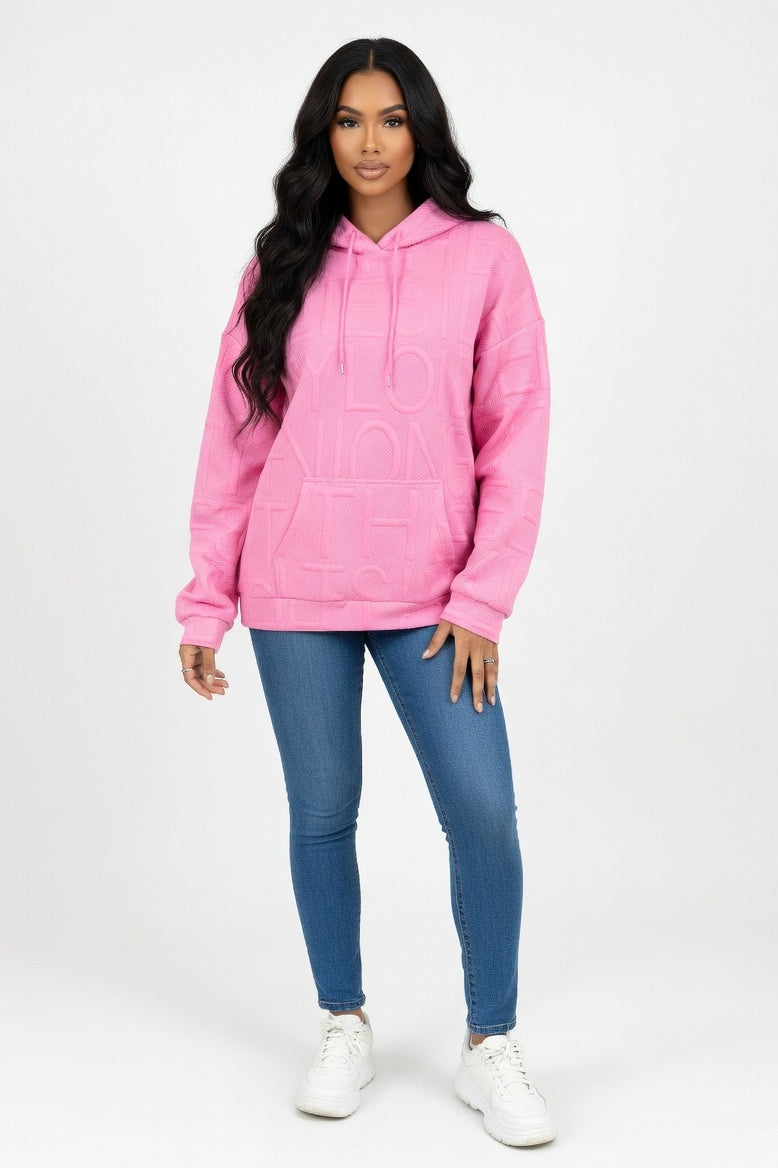 Letter Print Sweatshirt — Pink