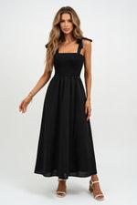 Printed Halter Maxi Dress — Black