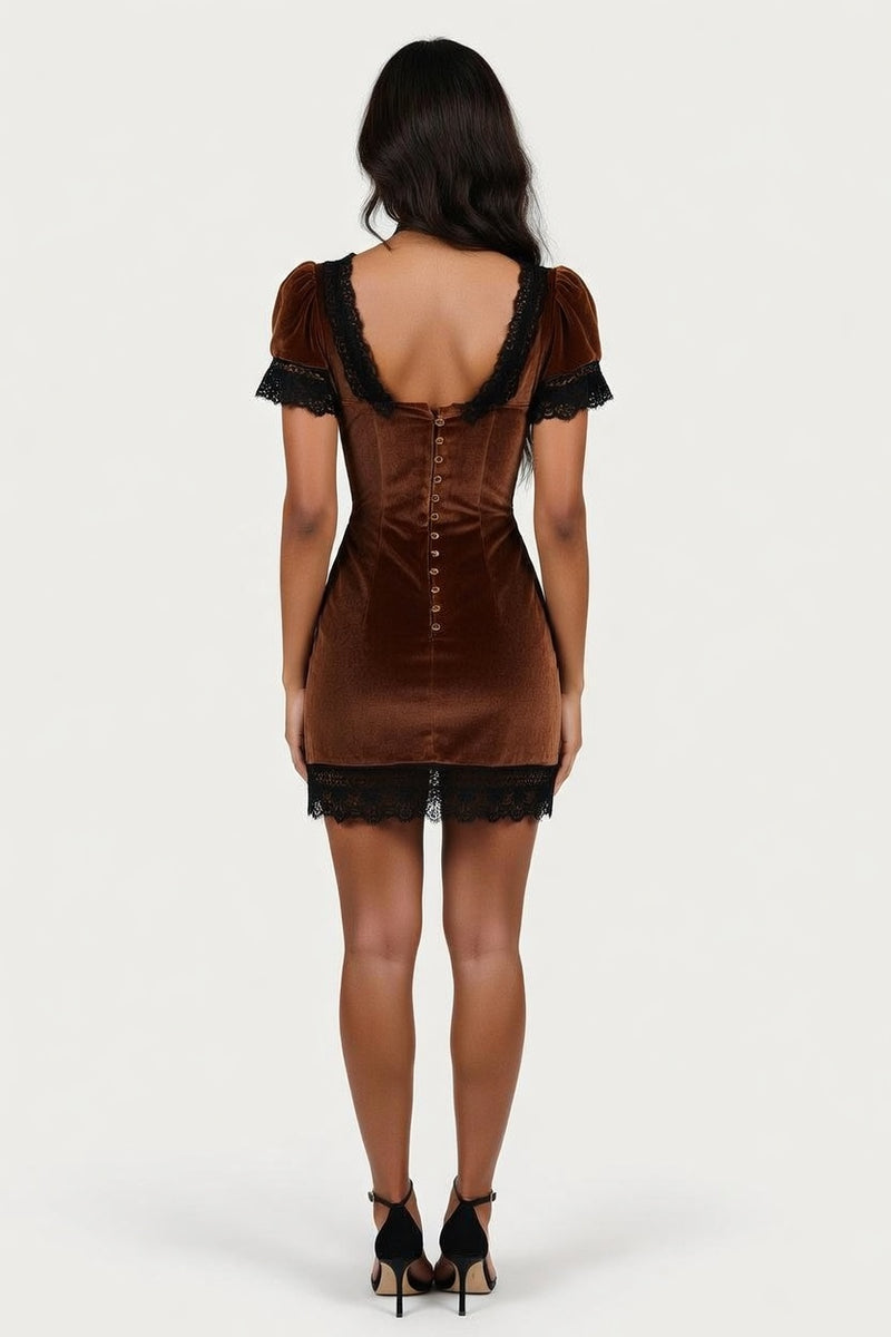 Lace Button Dress — back view