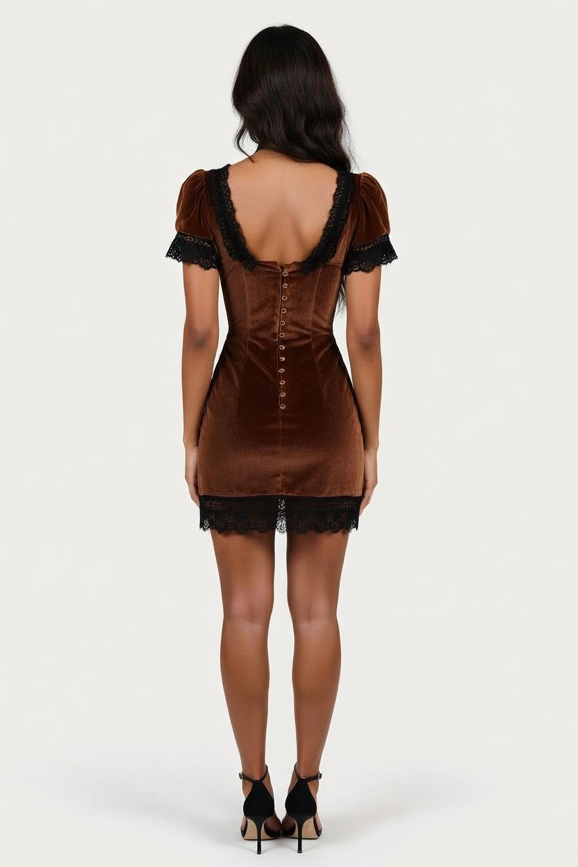 Lace Button Dress — back view