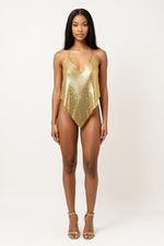 Metallic Halter Top — Gold