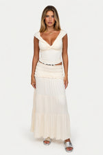 V-Neck Vest Top & Pleated Mini Skirt Co-Ord — front view