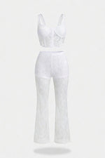 Hollow Lace Flare Trousers — front view