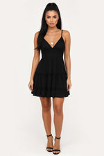 Lace Splice Cami Dress — Black