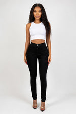 High Waist Slim Jeans — Mid Blue