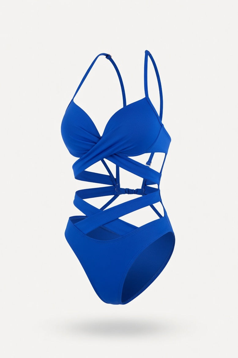 High Waist Cut-Out Bikini — Royal Blue