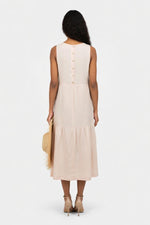 Linen V-Neck Maxi Dress — back view
