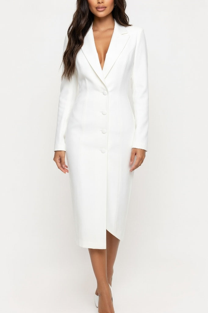 Single-Breasted Suit Skirt — White