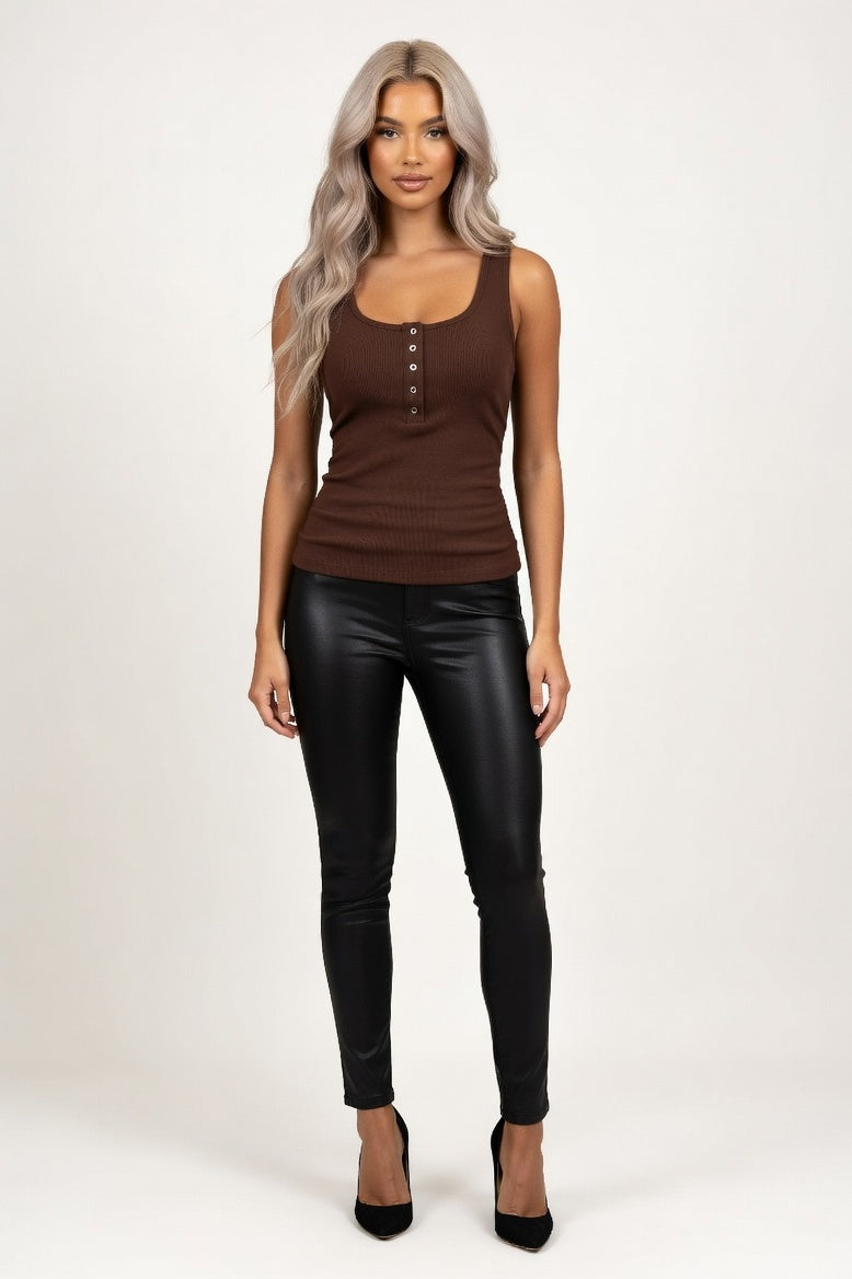 Cinched Waist Vest — Dark Brown