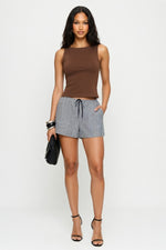 Ribbed Tank Top — Brown