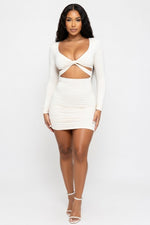Pleated Cut-Out Mini Dress — White