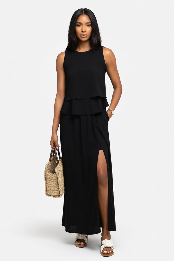 Modal Halter Midi Dress — Black