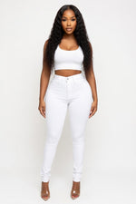 High Waist Slim Jeans — White
