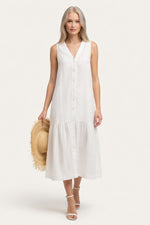 Cotton Halter Maxi Dress — White
