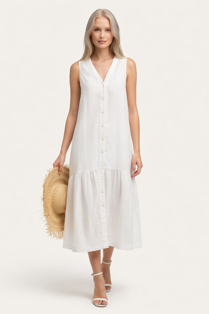 Cotton Halter Maxi Dress — White