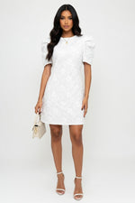 Daisy Embossed Fishtail Dress — White