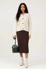 Slit Knit Skirt — Coffee