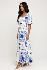 Off-Shoulder Printed Swing Dress — side view
