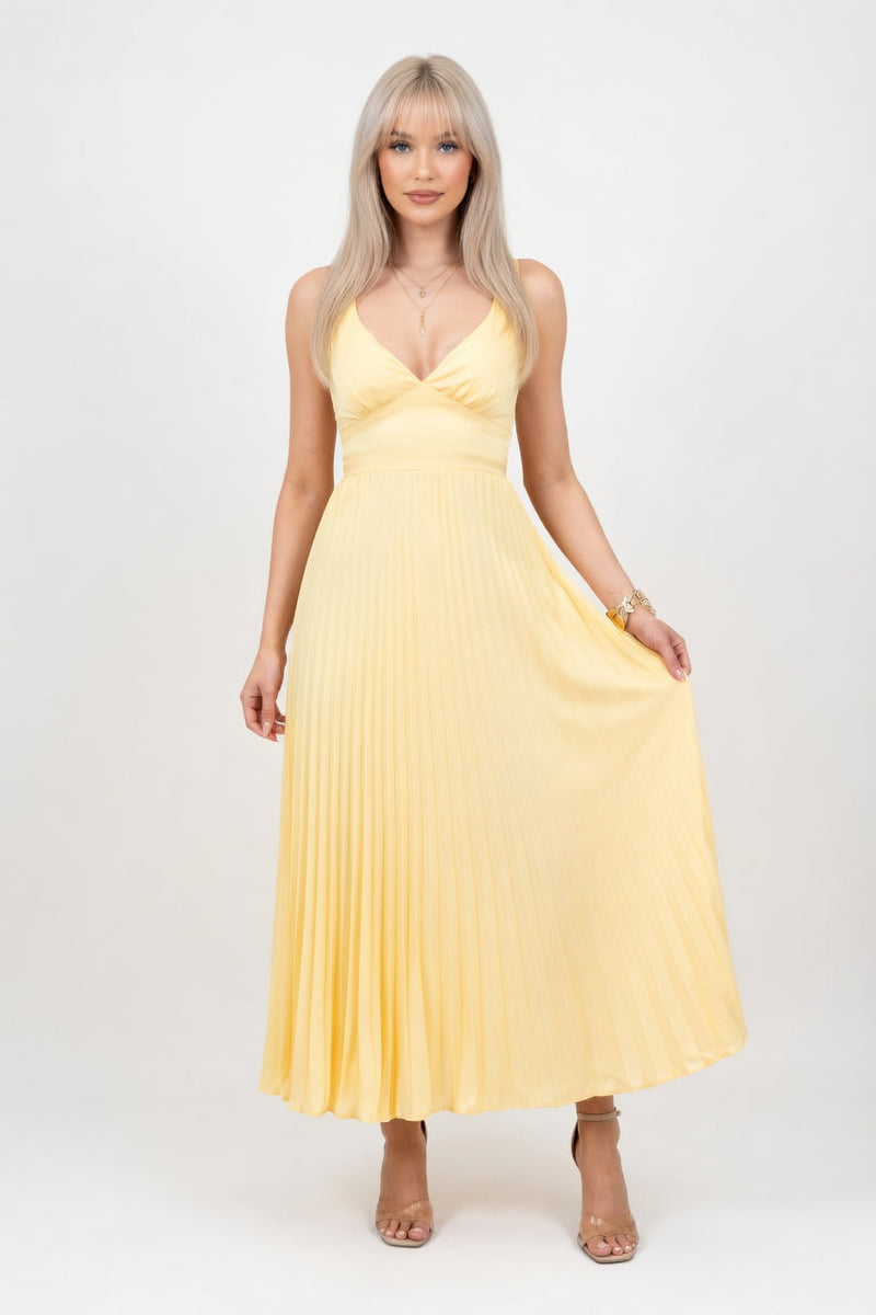 Draped Satin Halter Dress — front view