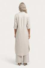 Cotton Linen Shirt & Wide Leg Trouser Co-ord — back view