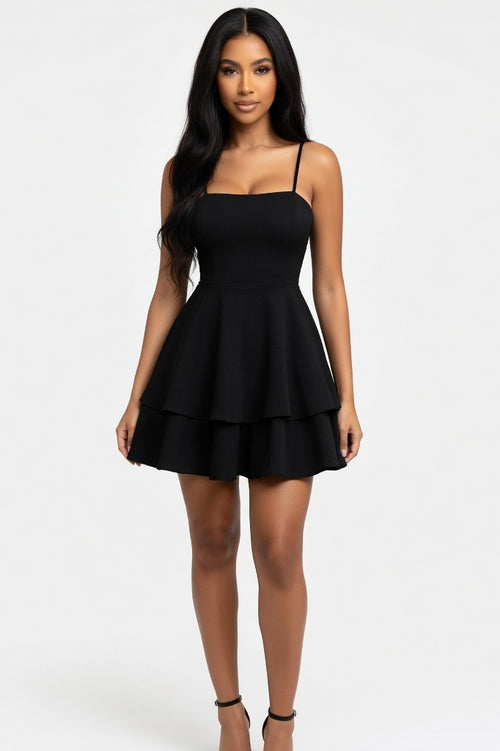 Backless Halter Mini Dress — Black