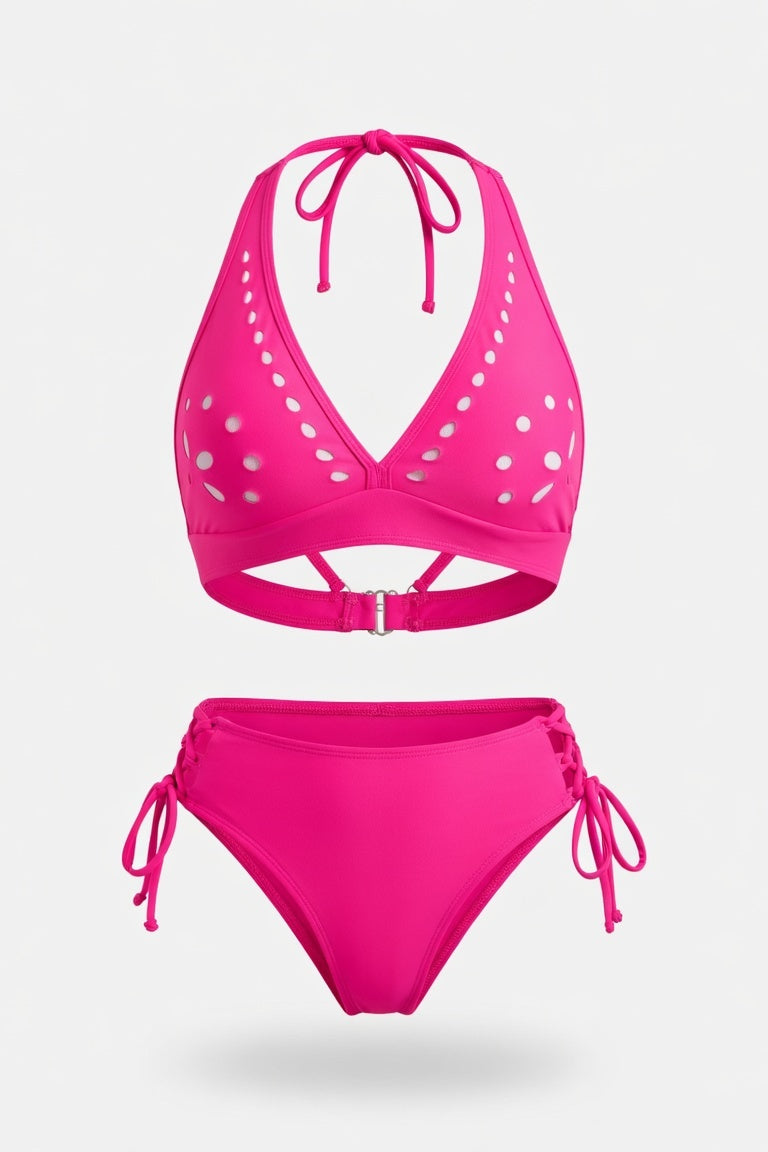 Halter Bikini Set — Rose Red
