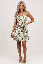 V-Neck Printed Halter Dress — front view