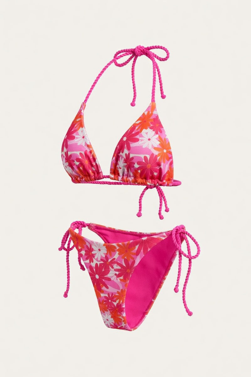 Floral Cross Wrap Bikini Set — side view
