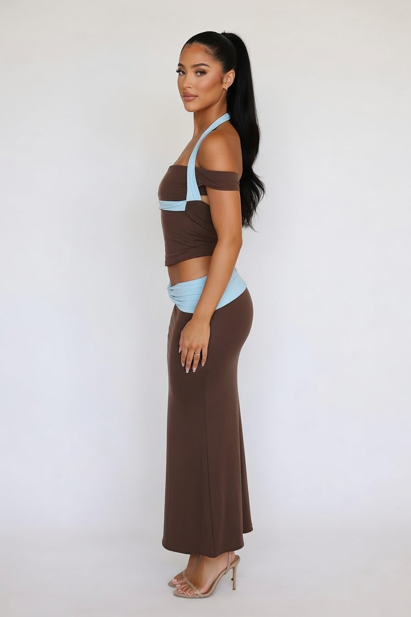 Halter Top & Low Waist Skirt Co-Ord — side view