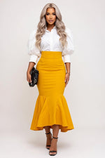 Fishtail Midi Skirt — Yellow