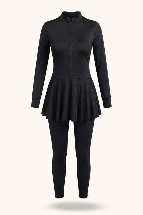 Long-Sleeve Swim Suit — Black