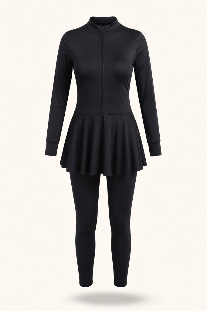 Long-Sleeve Swim Suit — Black