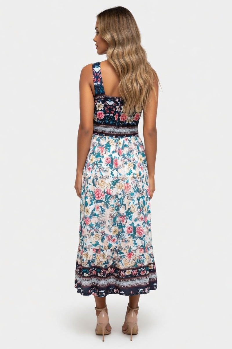 Printed A-Line Midi Dress — back view