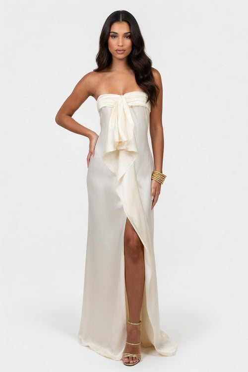 Satin Midi Dress — front view