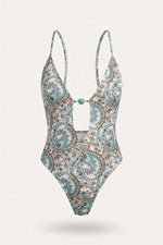 Deep V Cross-Back Swimsuit — front view