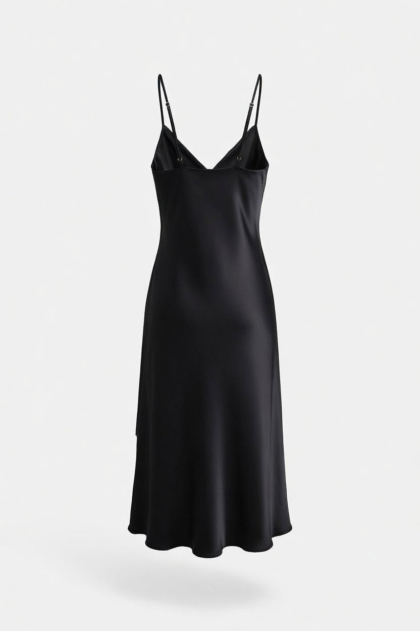 Silk Slip Nightdress with Bow Ties — back view