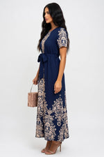 Printed Puff Sleeve Midi Dress — side view