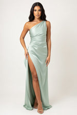 Satin Slip Dress — Light Green